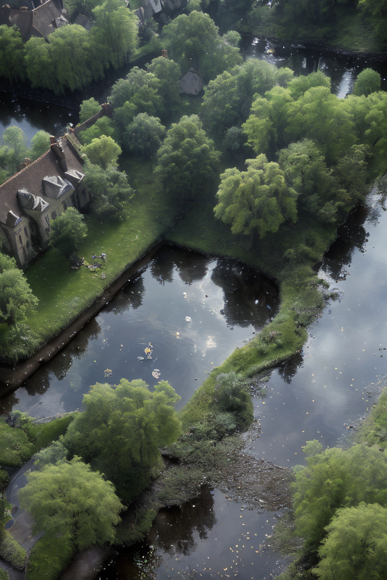 04606-1-Unity Engine, top-down view of a Sophisticated _The Puddle of Life_, tilt shift, specular lighting, art by Henri Matisse, cinema.png